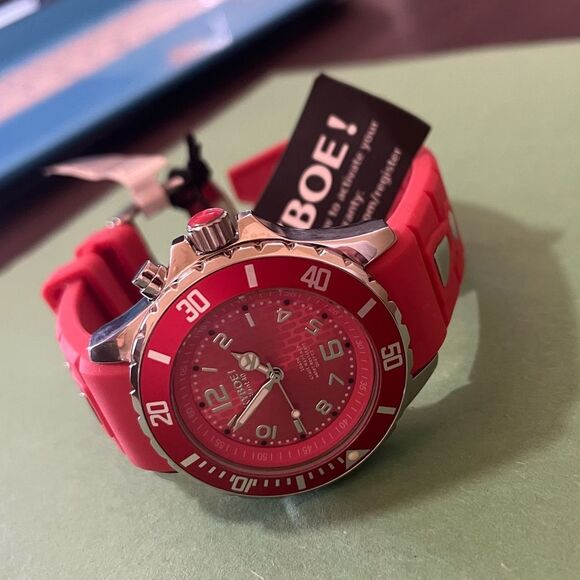 KYBOE silver watch silicone band 40 mm pale red color Unisex main image 8